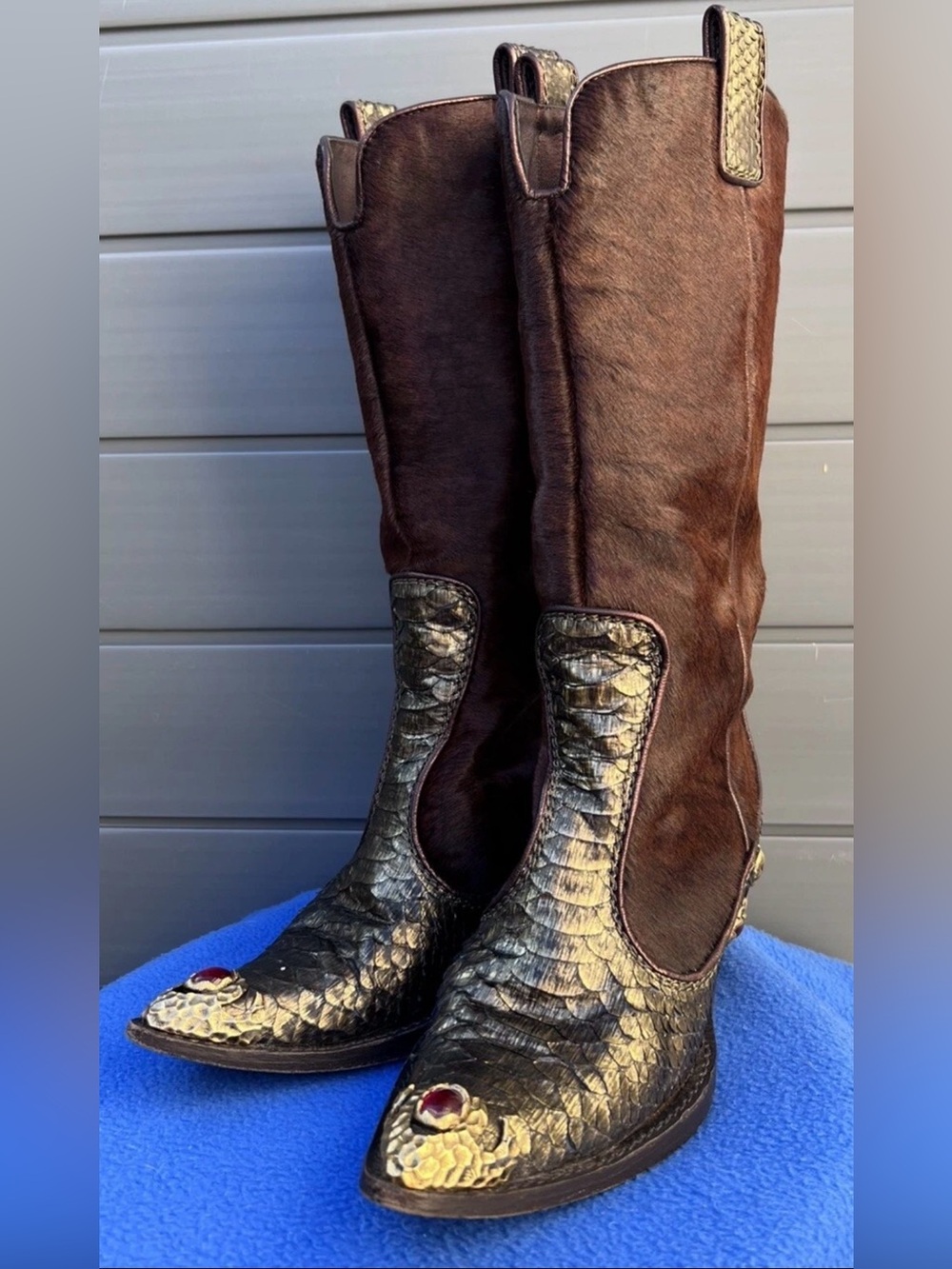 GIUSEPPE ZANOTTI EMBOSSED WESTERN COWBOY BOOTS ITALIAN LEATHER/CALFSKIN SIZE 36